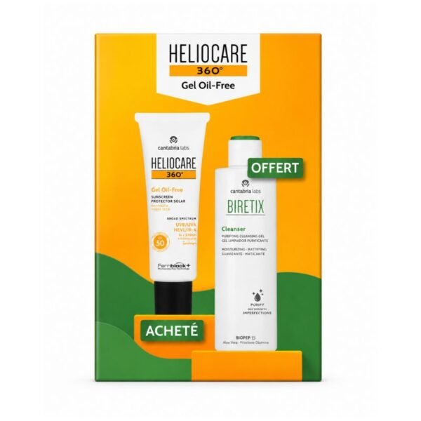 Pack Promo Heliocare 360° Gel Oil-Free SPF50+ + Biretix Cleanser Offert